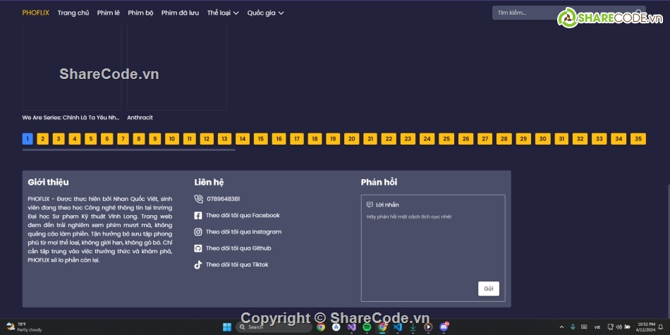 Web xem phim,xem phim,giao diện phim,Đồ án